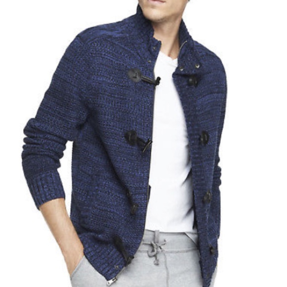 Express Men’s Marled Knit Toggle Cardigan Sweater